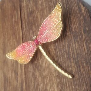 B422 colorful orange sherbet butterfly 🦋 brooch estate jewelry piece